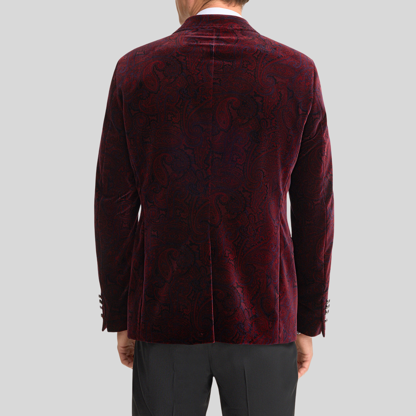 Shadow Paisley Velvet Dinner Jacket - Merlot