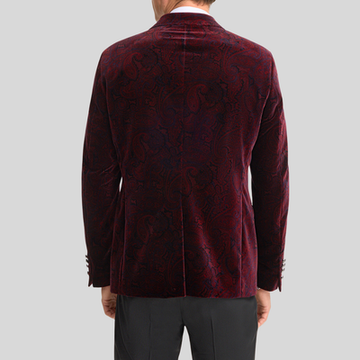 Shadow Paisley Velvet Dinner Jacket - Merlot