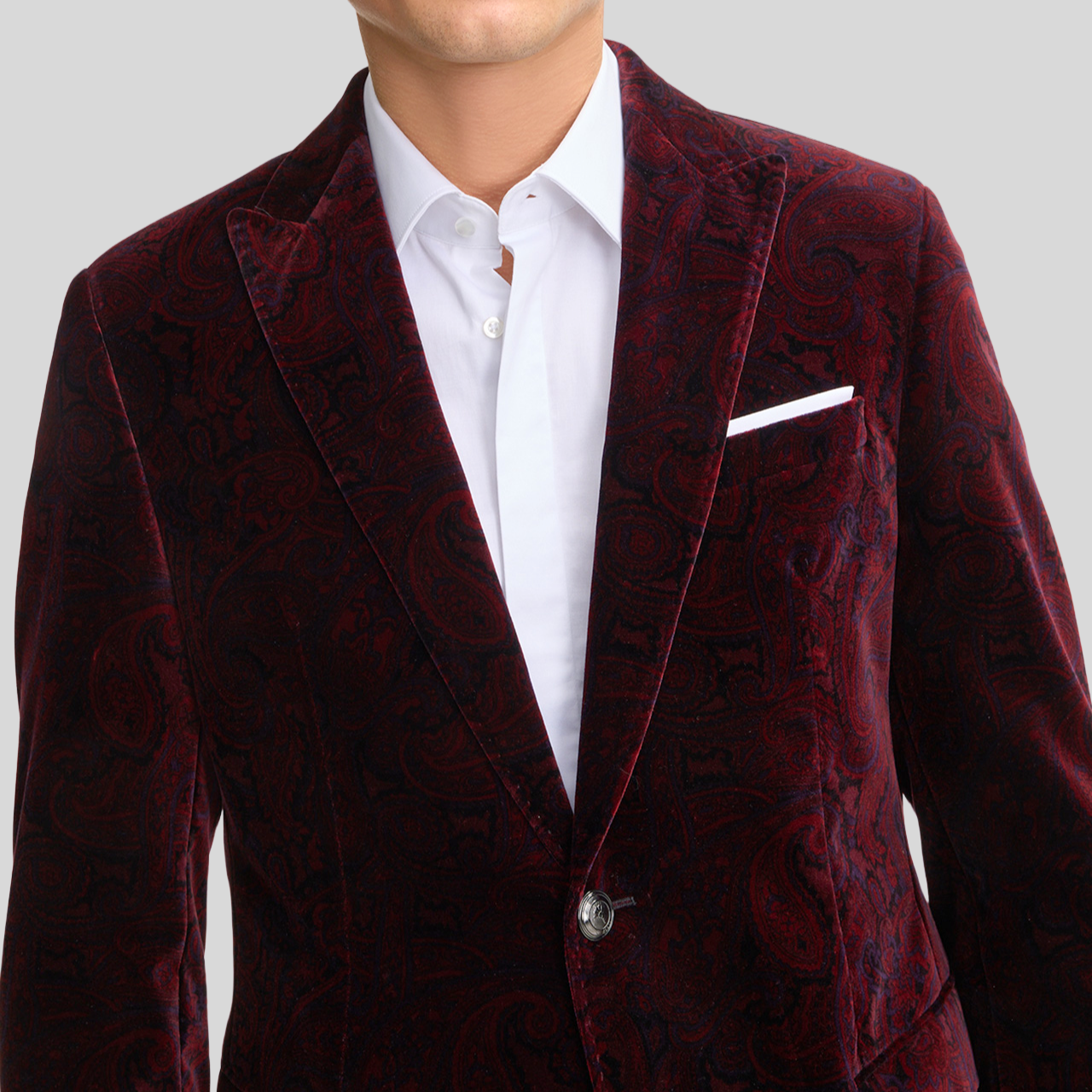Shadow Paisley Velvet Dinner Jacket - Merlot