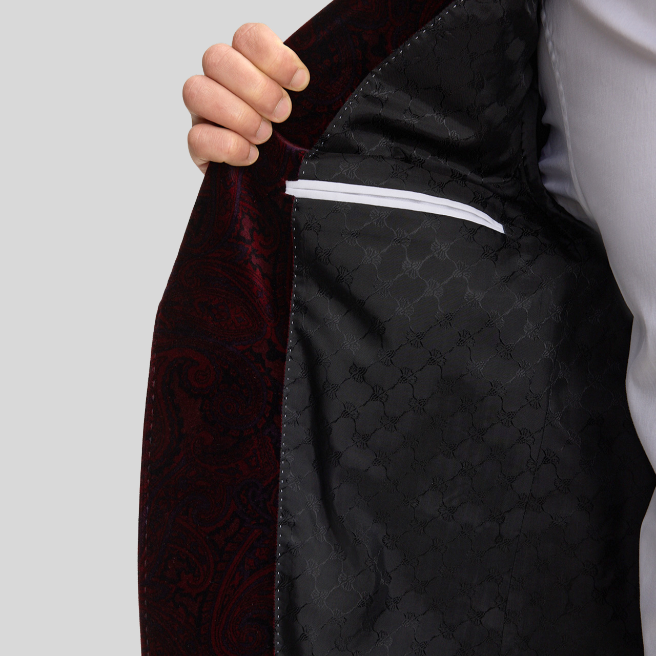 Shadow Paisley Velvet Dinner Jacket - Merlot