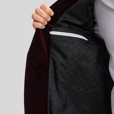 Shadow Paisley Velvet Dinner Jacket - Merlot