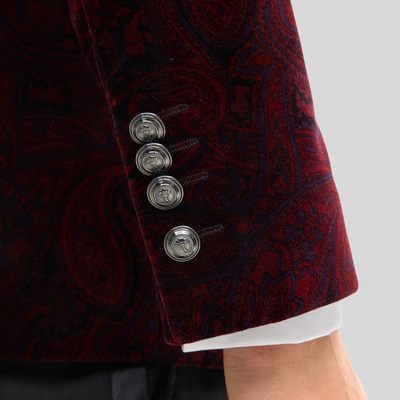 Shadow Paisley Velvet Dinner Jacket - Merlot