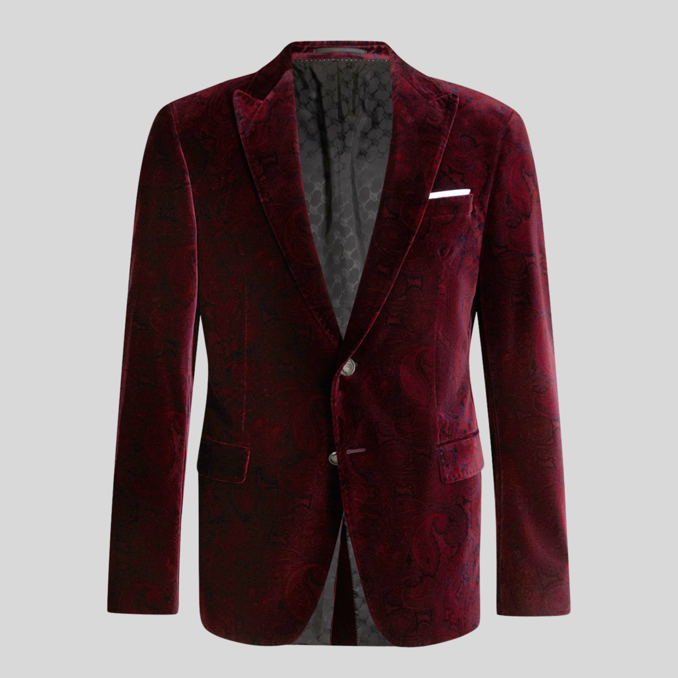 Shadow Paisley Velvet Dinner Jacket - Merlot