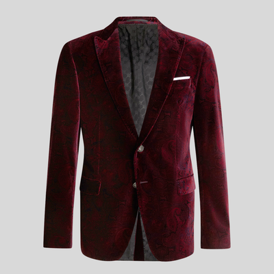 Shadow Paisley Velvet Dinner Jacket - Merlot