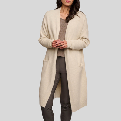 Gotstyle Fashion - Rino and Pelle Sweaters Long Ribbing Long Open Cardigan - Beige