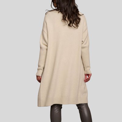 Gotstyle Fashion - Rino and Pelle Sweaters Long Ribbing Long Open Cardigan - Beige