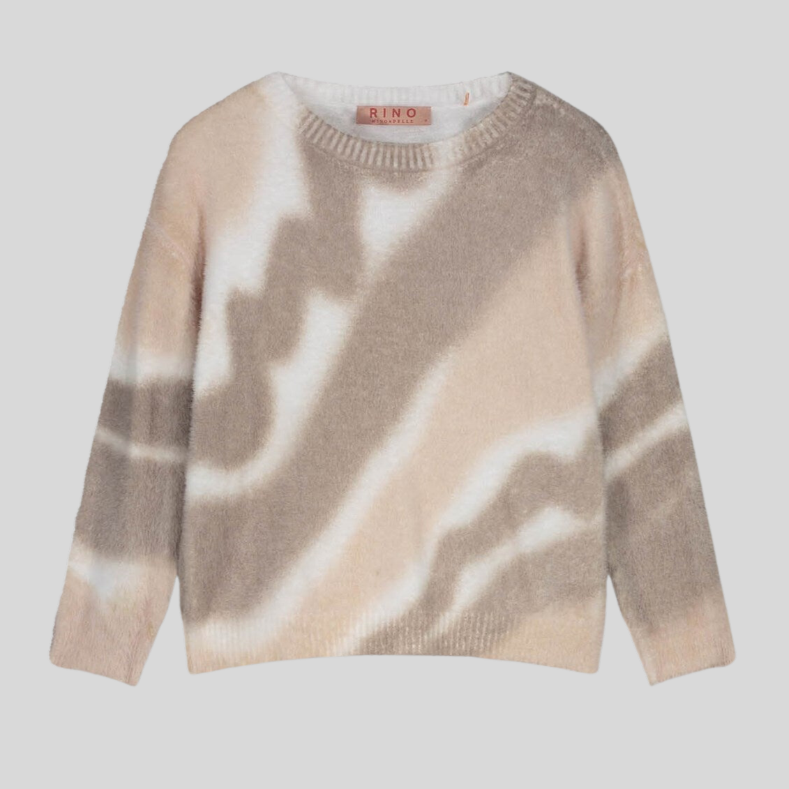 Gotstyle Fashion - Rino and Pelle Sweaters Wavy Bands Print Soft Sweater - Caramel Mix