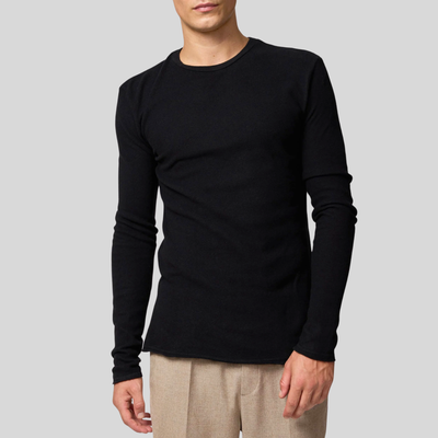 Soft Round Neck Sweatshirt - Black