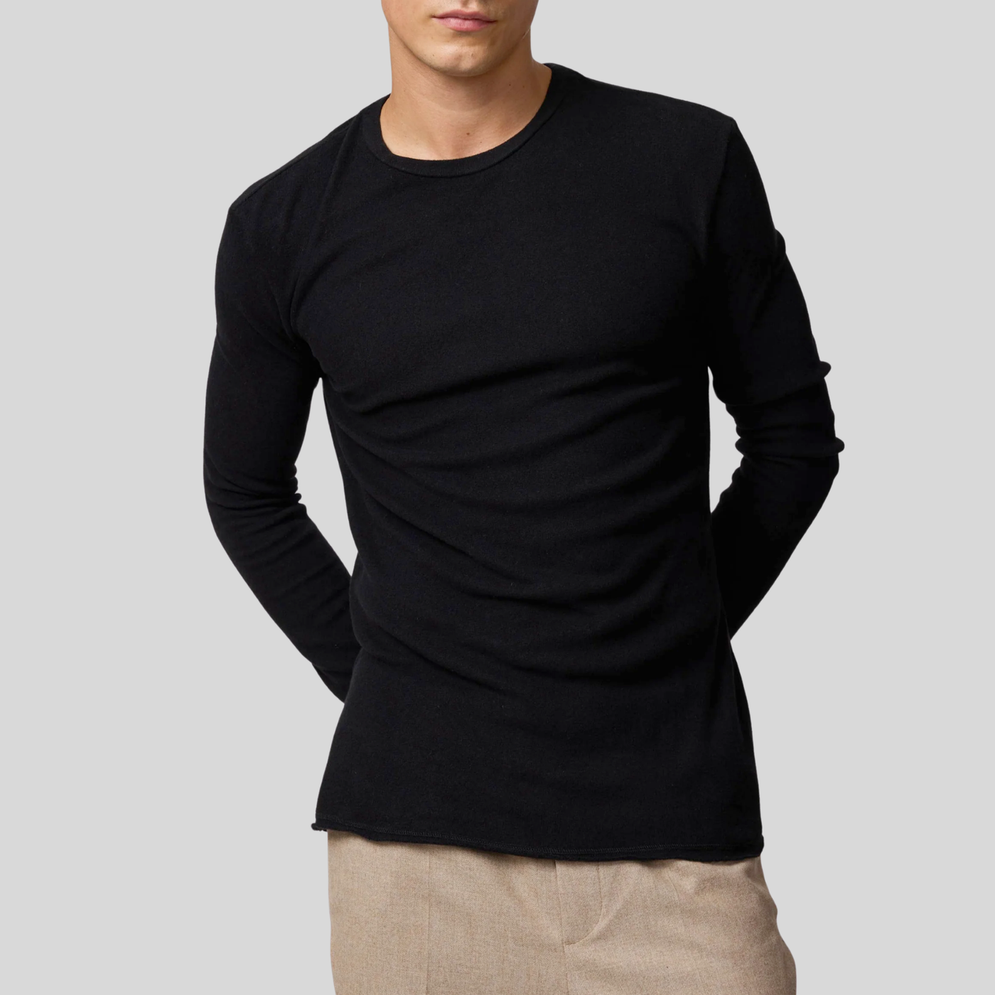 Soft Round Neck Sweatshirt - Black