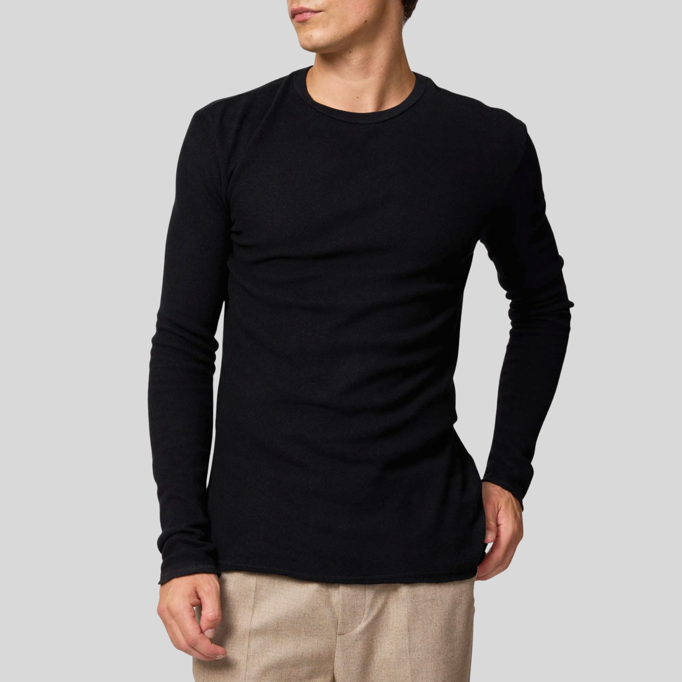 Soft Round Neck Sweatshirt - Black