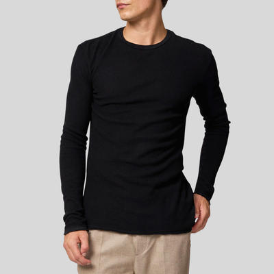 Soft Round Neck Sweatshirt - Black