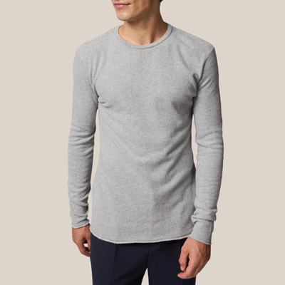 Soft Round Neck Sweatshirt - Light Grey