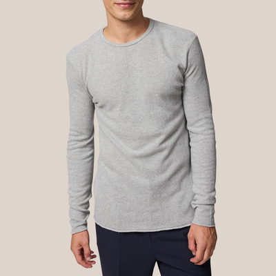 Soft Round Neck Sweatshirt - Light Grey