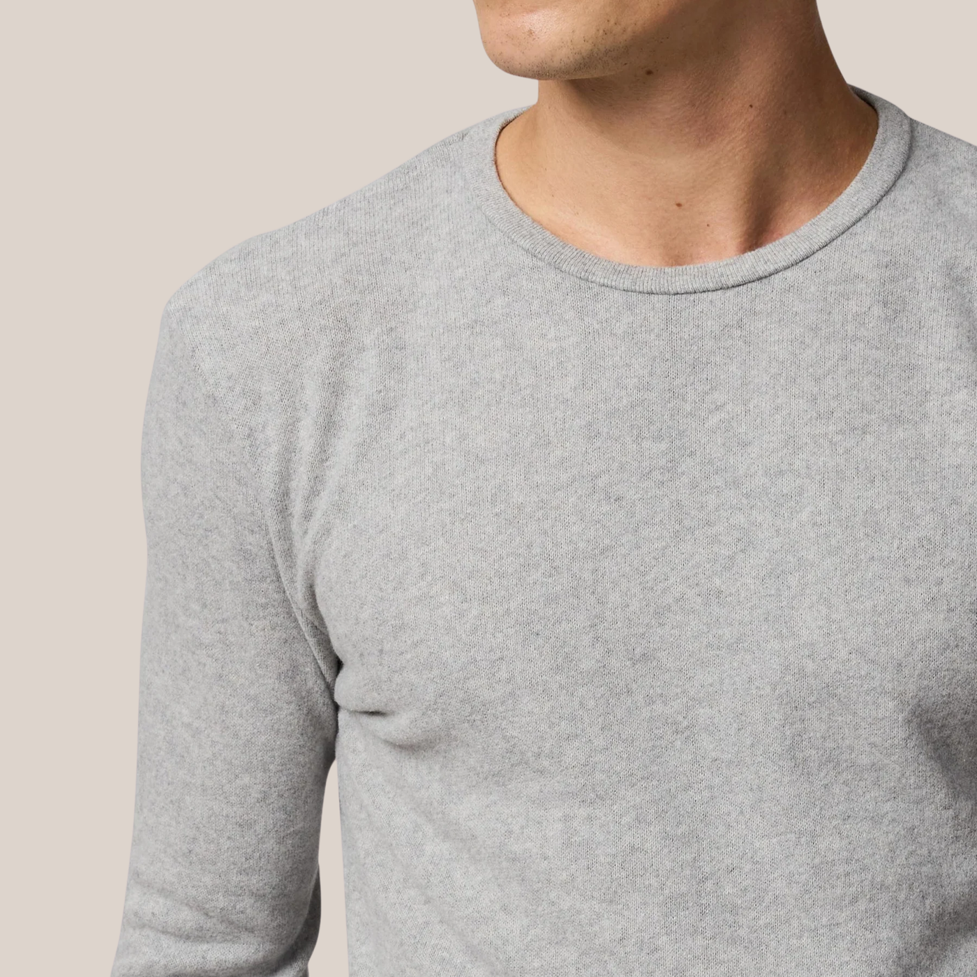Soft Round Neck Sweatshirt - Light Grey