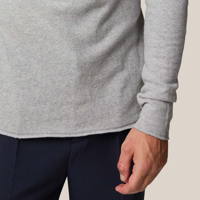 Soft Round Neck Sweatshirt - Light Grey