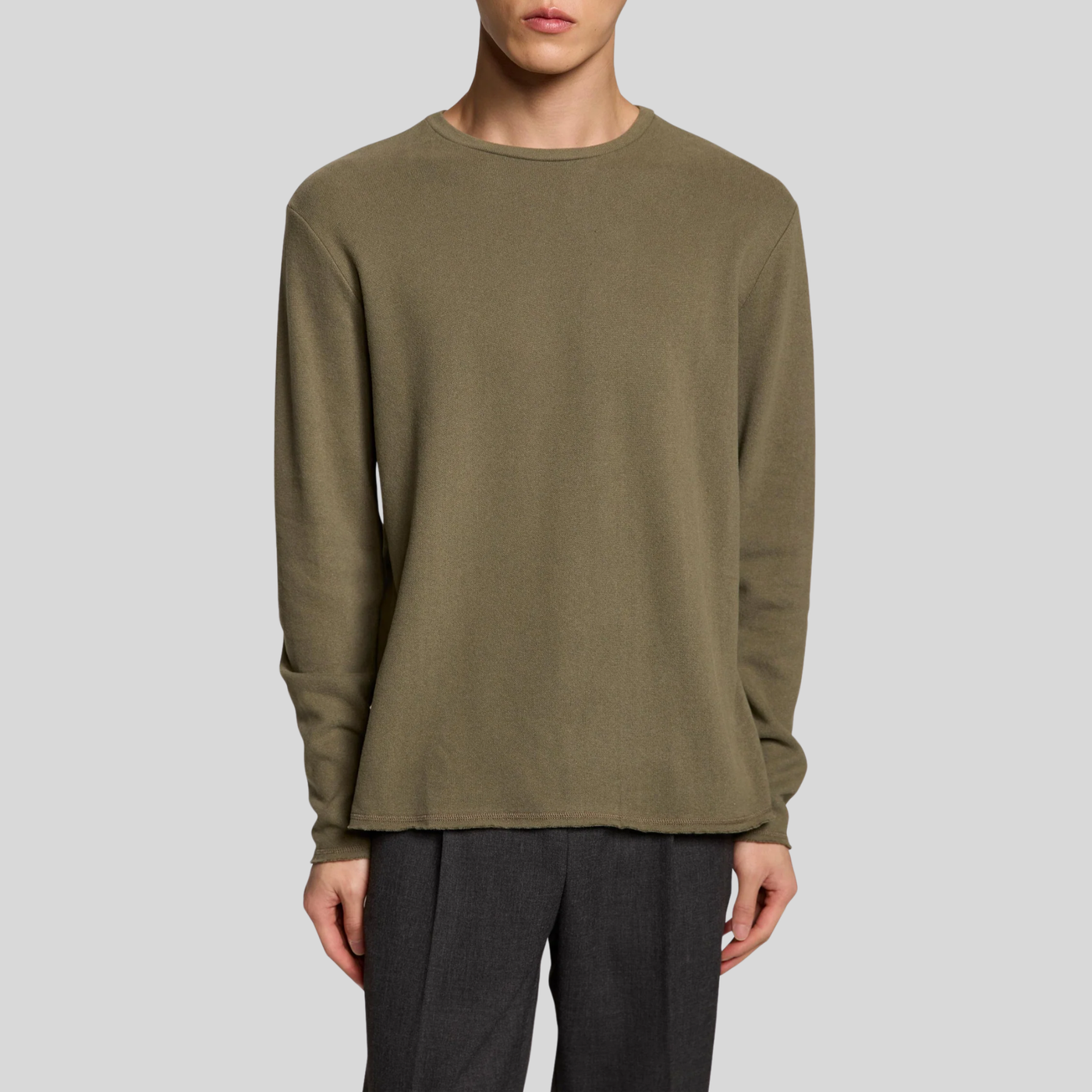 Soft Round Neck Sweatshirt - Olive