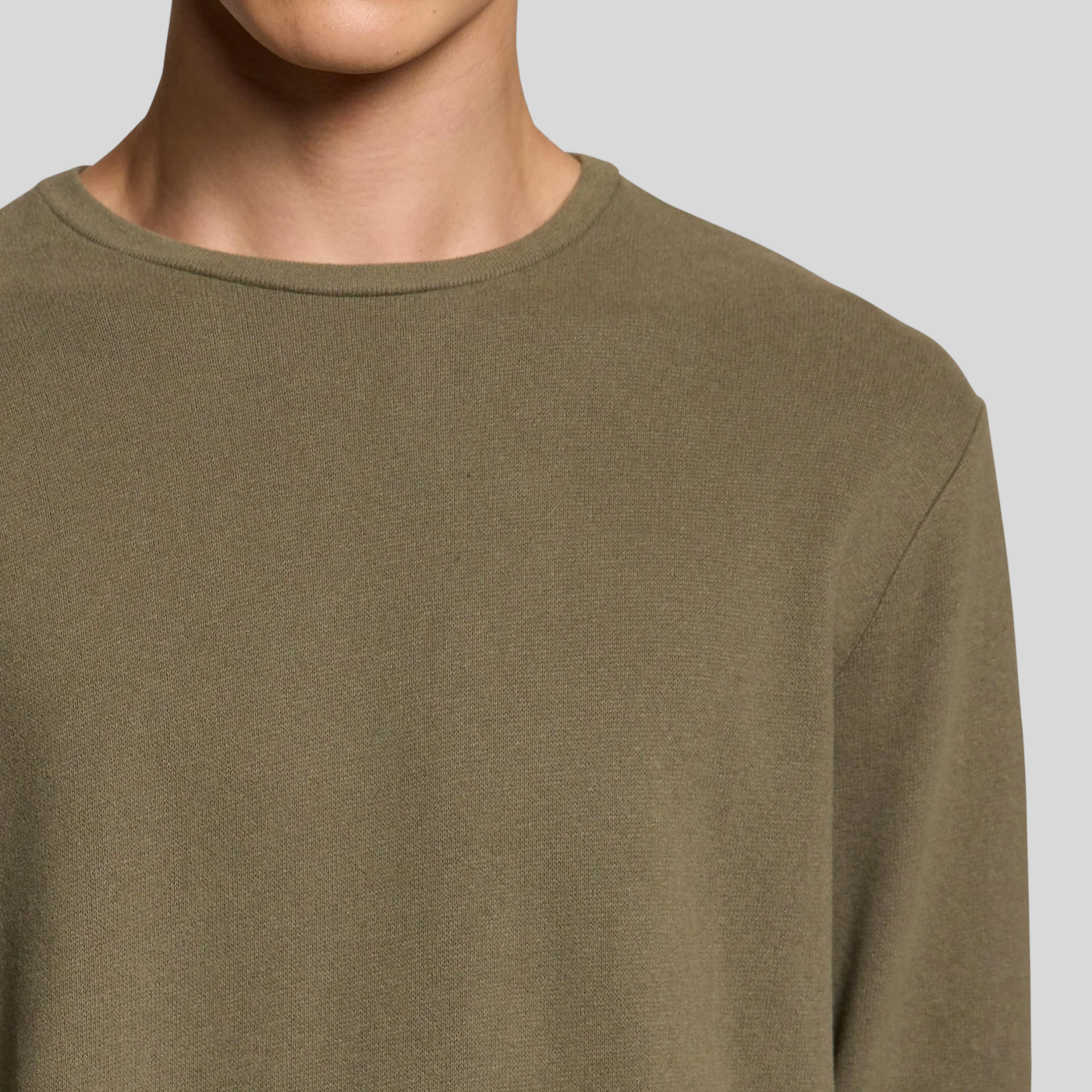 Soft Round Neck Sweatshirt - Olive