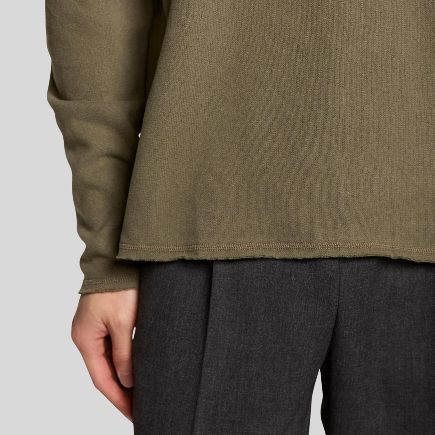 Soft Round Neck Sweatshirt - Olive