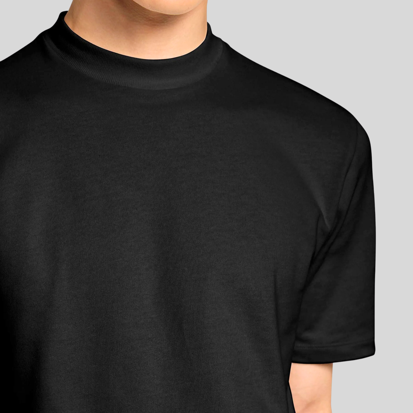 Round-Neck Soft Cotton Jersey Tee - Black