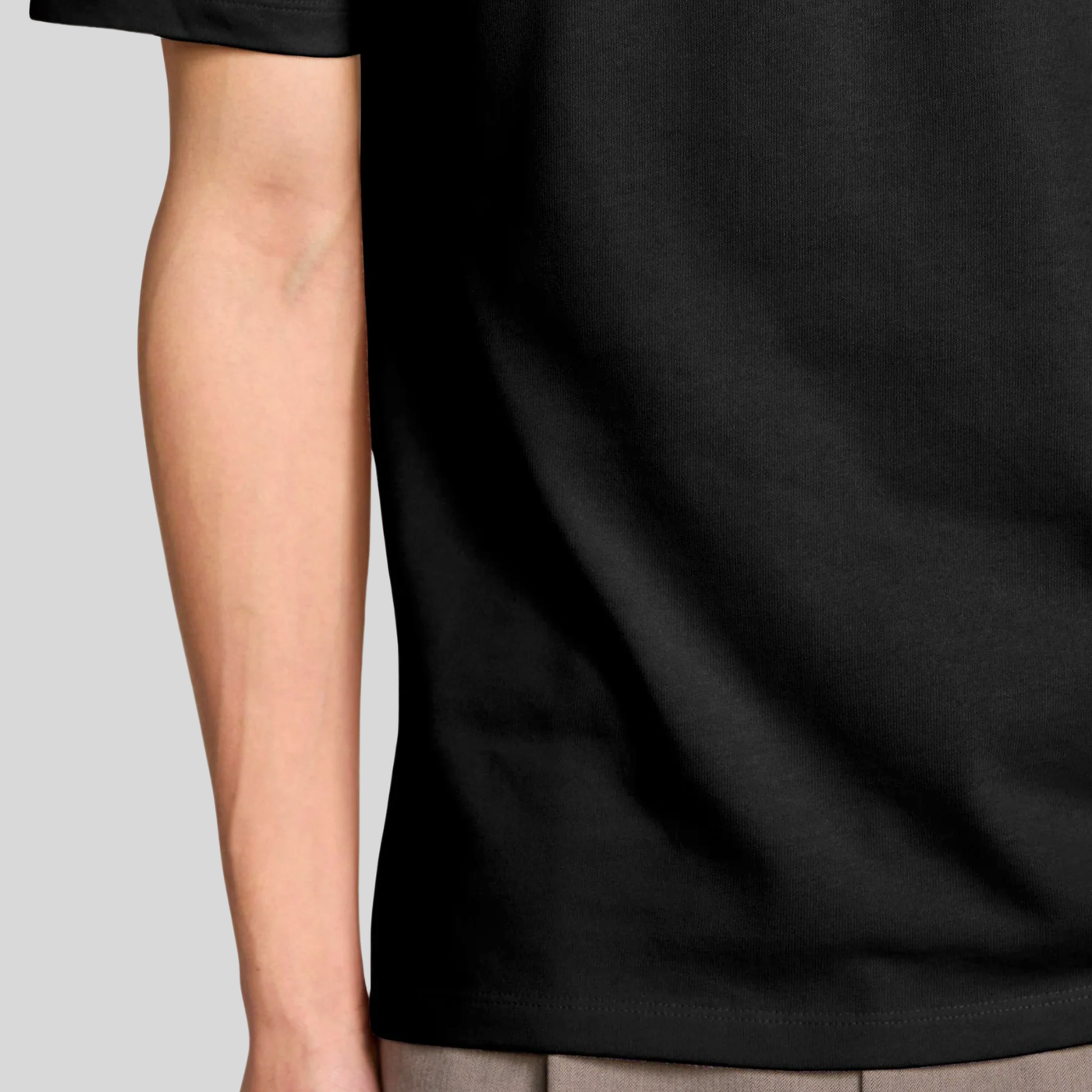 Round-Neck Soft Cotton Jersey Tee - Black