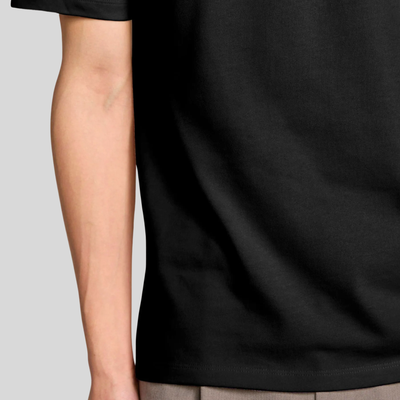 Round-Neck Soft Cotton Jersey Tee - Black