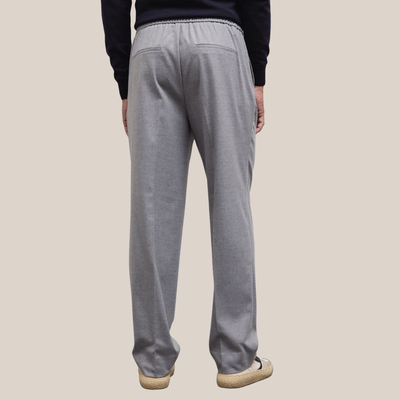 Fine Flannel Relaxed Fit Trousers - Light Grey