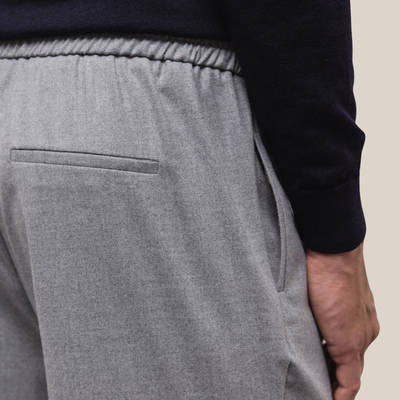 Fine Flannel Relaxed Fit Trousers - Light Grey