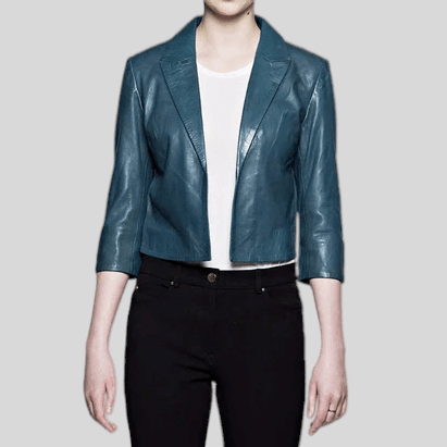 Gotstyle Fashion - Bano eeMee Jackets Leather Bolero 3/4 Sleeve Jacket - Blue