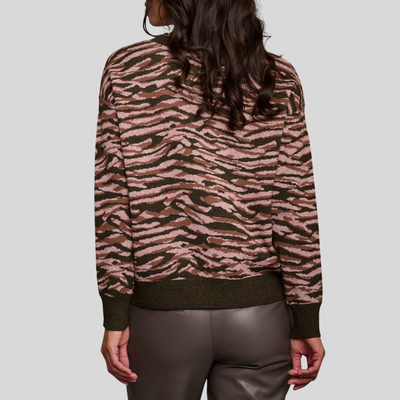 Gotstyle Fashion - Rino and Pelle Sweaters Zebra Print Round Neck Sweater - Brown Mix