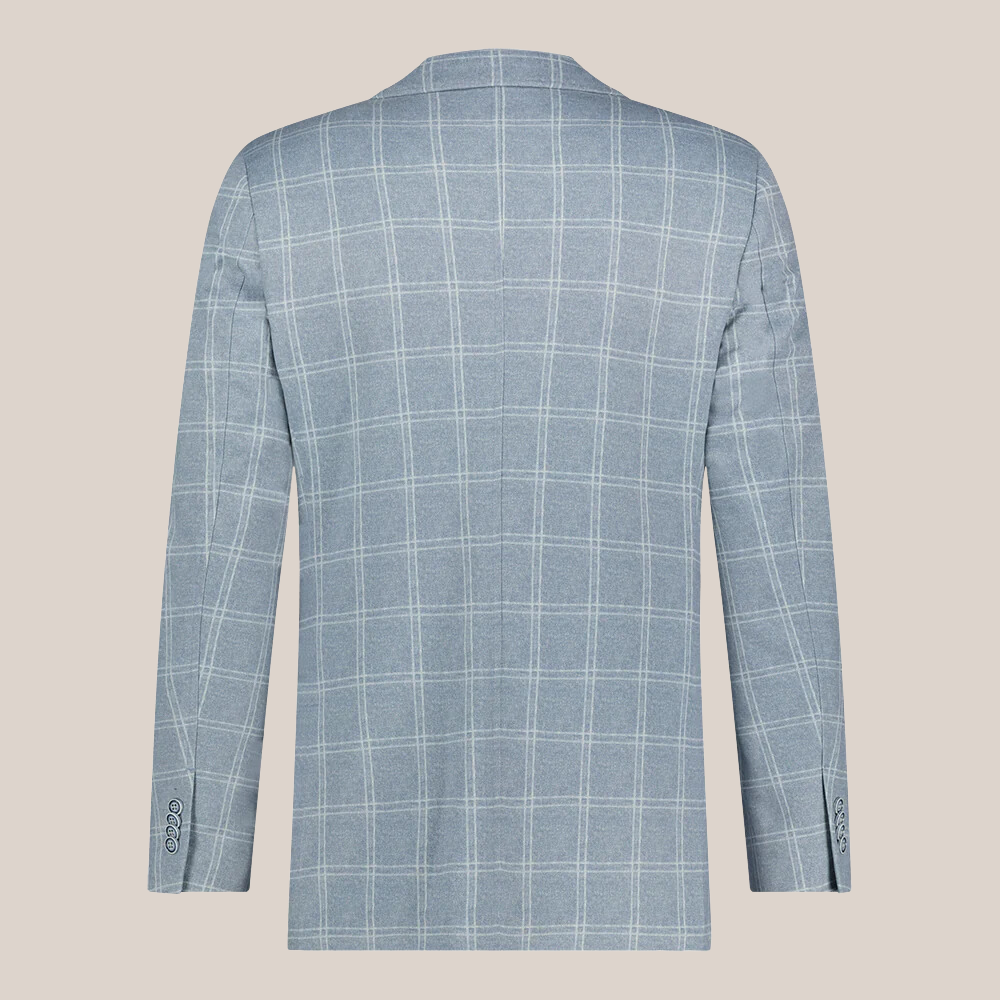Gotstyle Fashion - Blue Industry Suits Windowpane Patch Pocket Jersey Blazer - Blue