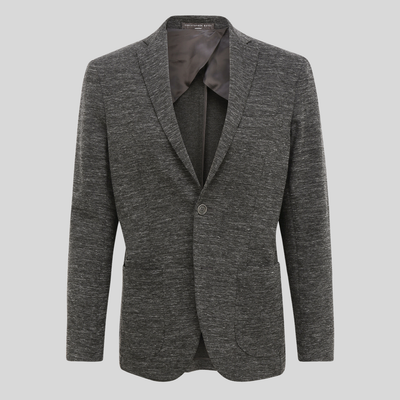 Gotstyle Fashion - Christopher Bates Blazers Patch Pocket Melange Stretch Jersey Knit Blazer - Grey