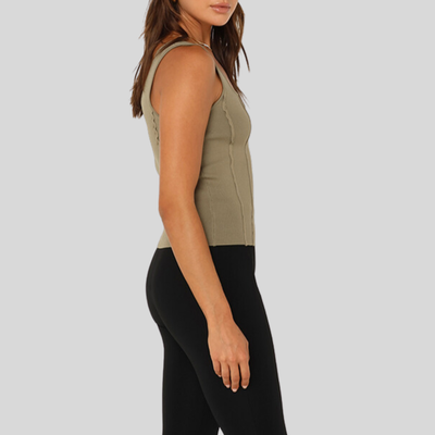 Gotstyle Fashion - Madison Tops Stretch Knit Square Neck Tank Top - Sage