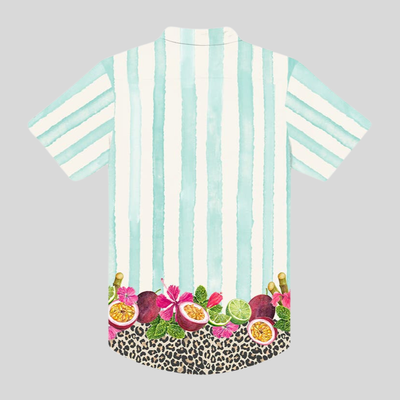 Gotstyle Fashion - MAVRANS Collar Shirts Stripes / Fruits Print Weekend Shirt - Light Blue