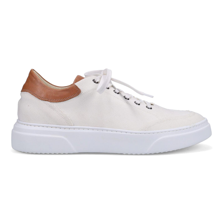 Gotstyle Fashion - Ron White Shoes Canvas Sneaker with Leather Trim - Ivory