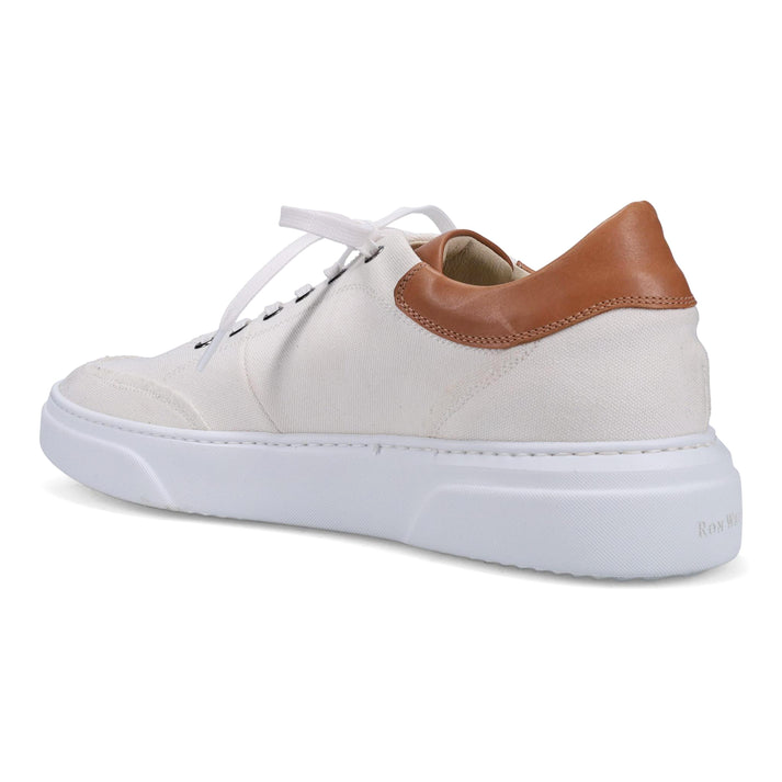 Gotstyle Fashion - Ron White Shoes Canvas Sneaker with Leather Trim - Ivory