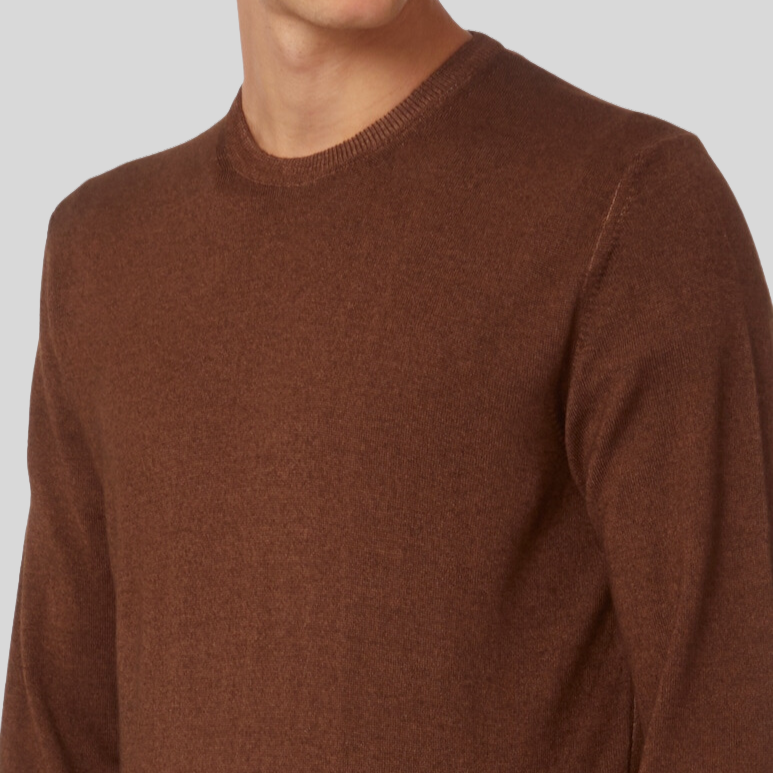 Washed Merino Crew Knit Sweater - Rust