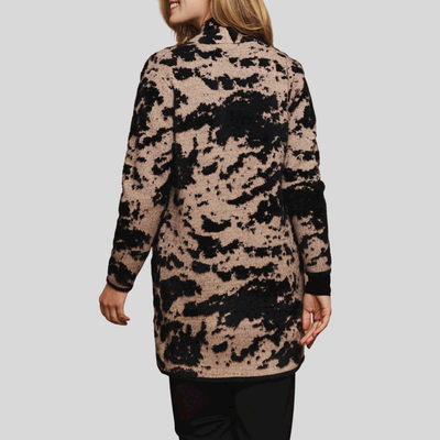 Gotstyle Fashion - Rino and Pelle Sweaters Clouds Print Long Open Cardigan - Black/Tan