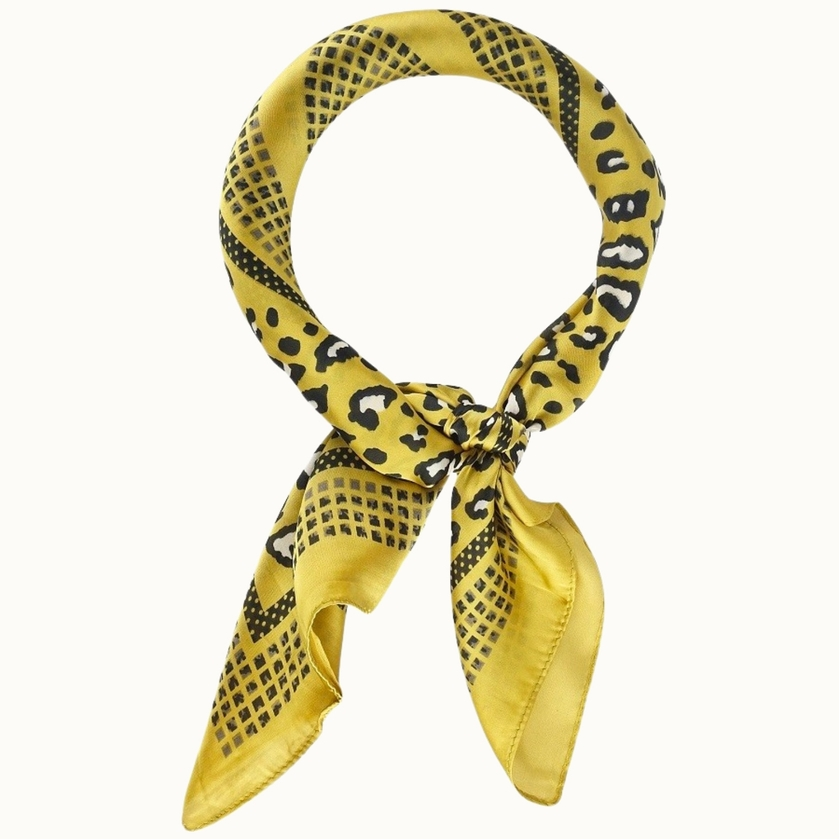 Leopard Spots Silk-Like Neckerchief - Gold