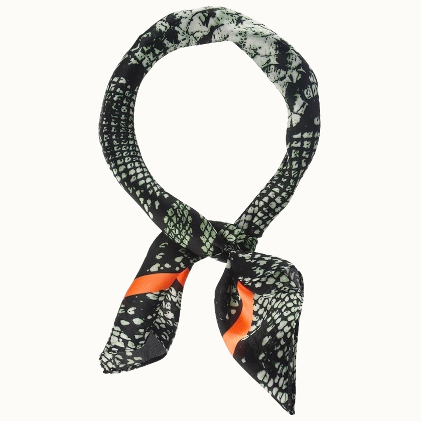 Scale Pattern Silk-Like Neckerchief - Green/Orange