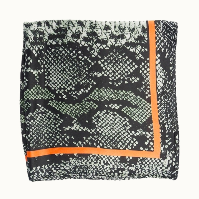 Scale Pattern Silk-Like Neckerchief - Green/Orange