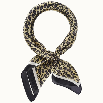 Leopard Print Silk-Like Neckerchief - Tan