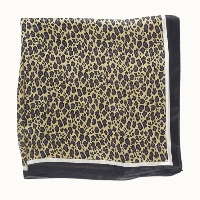 Leopard Print Silk-Like Neckerchief - Tan