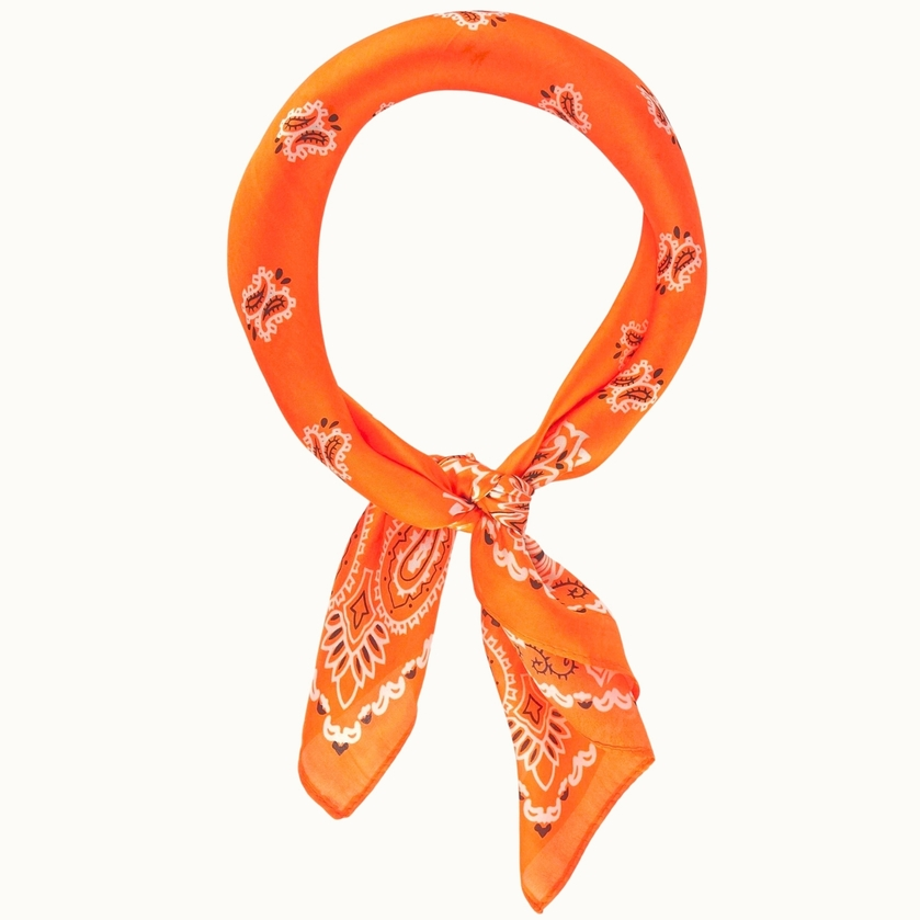 Paisley Pattern Silk-Like Neckerchief - Orange