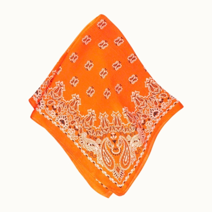 Paisley Pattern Silk-Like Neckerchief - Orange