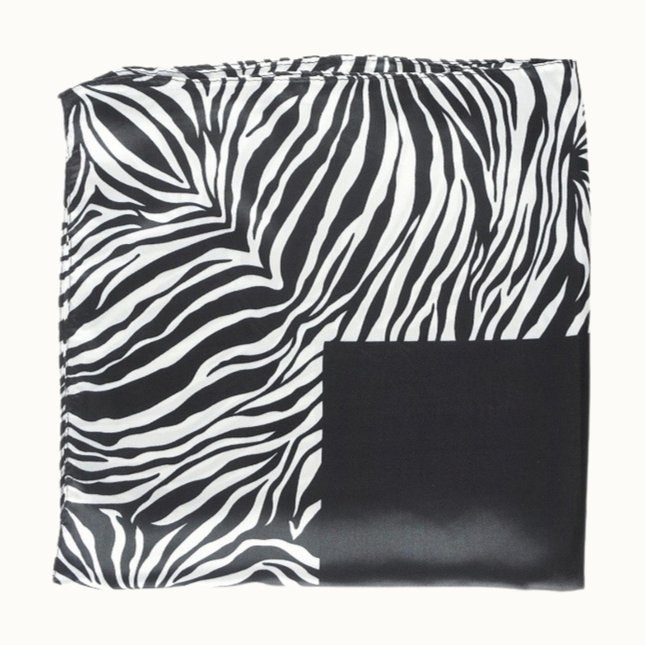 Zebra Pattern Silk-Like Neckerchief - Black