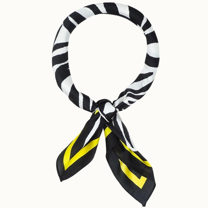 Zebra Pattern Highlight Silk-Like Neckerchief - Yellow