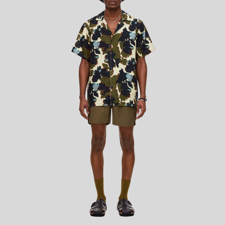 OAMC Pulse Shirt Camo半袖シャツ【フォロワー様限定】 OAS Abstract Camo Resort Collar Shirt Olive