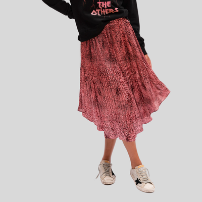 Gotstyle Fashion - We Are The Others Skirts Mini Pleats Shaped Hem Printed Midi Skirt - Pink