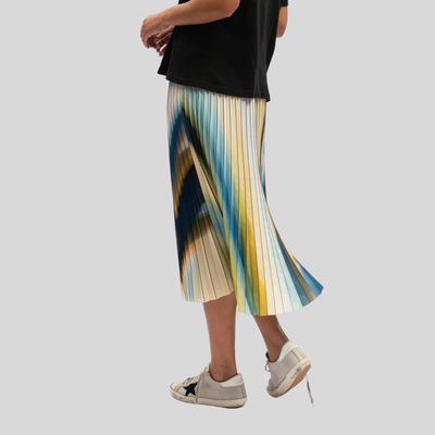 Gotstyle Fashion - We Are The Others Skirts Abstract Bands Print Pleated Midi Skirt - Multi