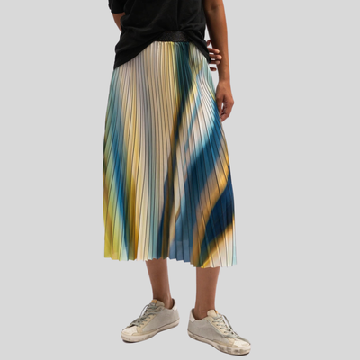 Gotstyle Fashion - We Are The Others Skirts Abstract Bands Print Pleated Midi Skirt - Multi
